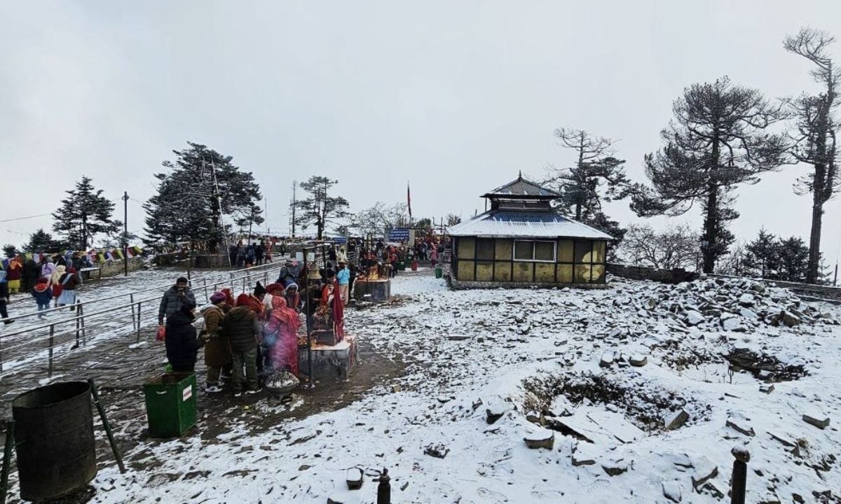 Taplejung Weather: Snowfall in Pathibhara Temple