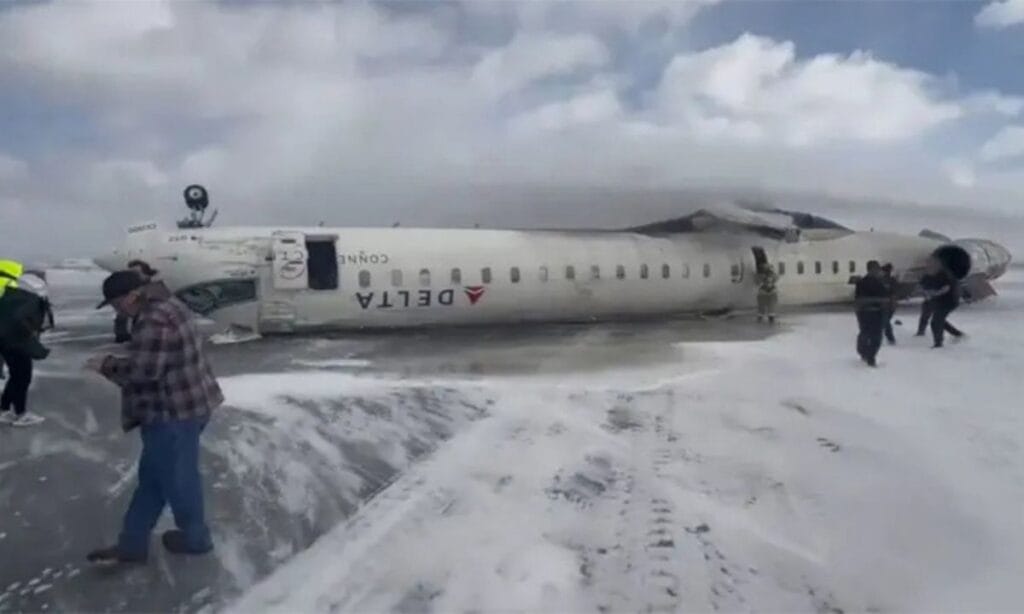 Delta Airlines Plane Overturns