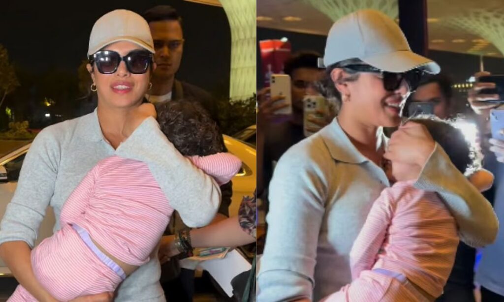 Priyanka Chopra Shields Daughter Malti from Cameras at Mumbai Airport