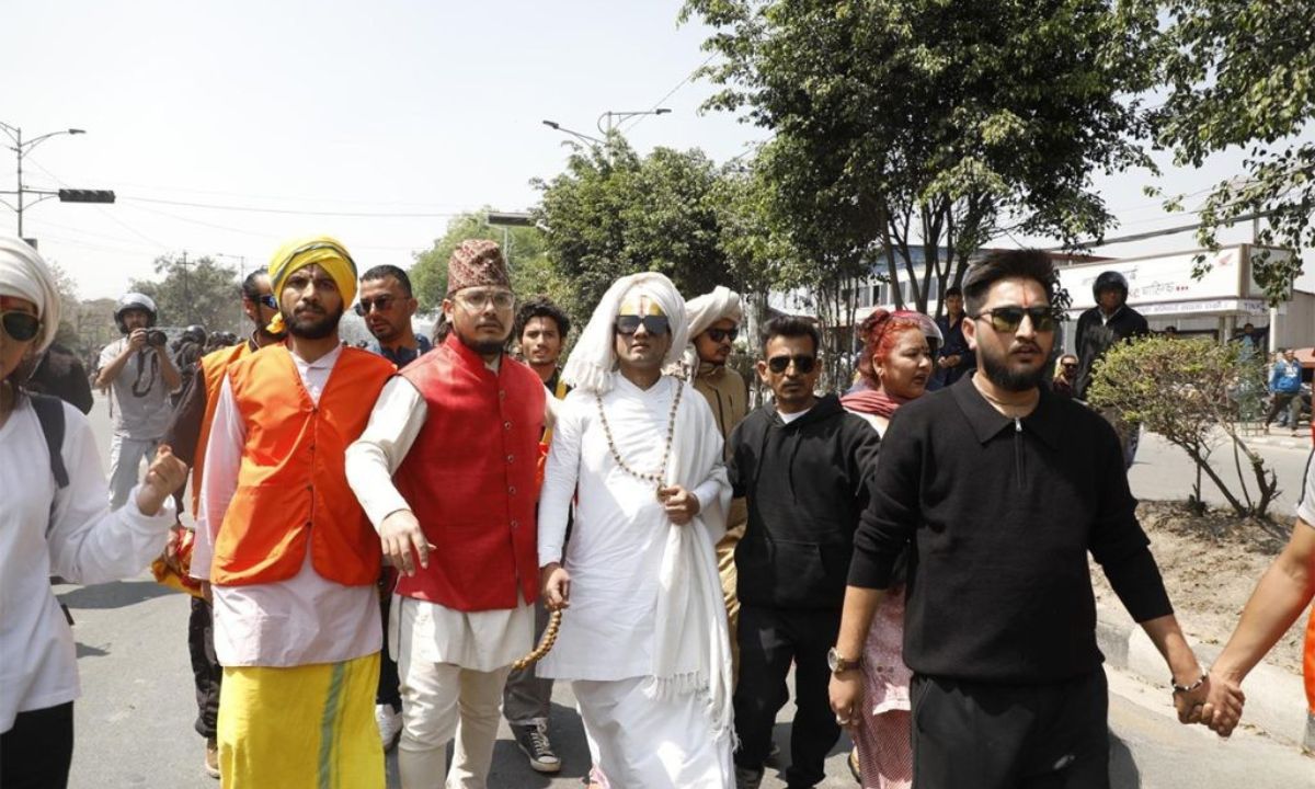 Controversial Religious Leader Acharya Srinivasa Joins Pro-Monarchy Protest in Tinkune Amid Tensions