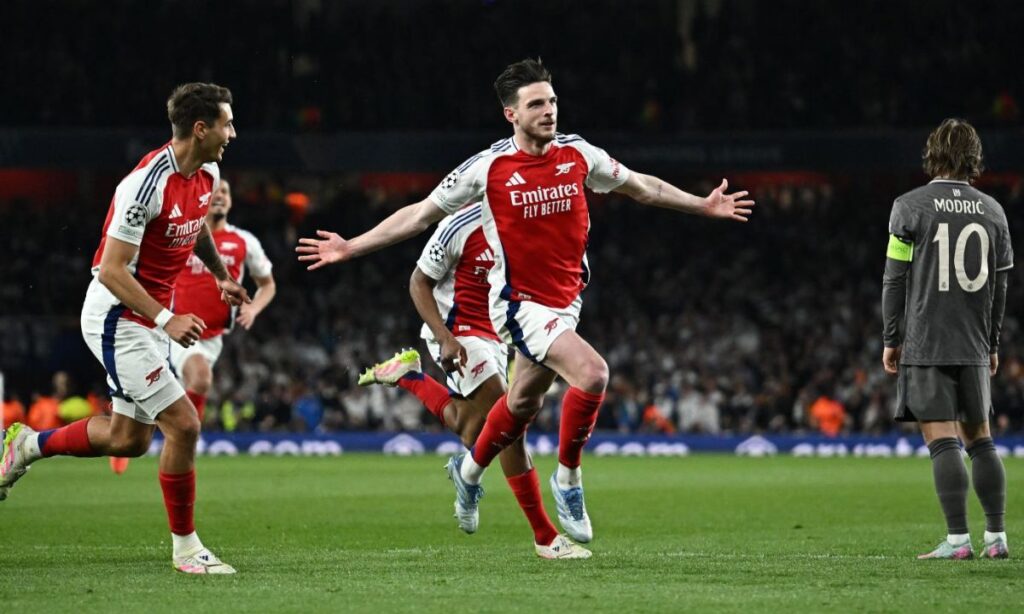 Arsenal vs Real Madrid - Declan Rice Celebrating
