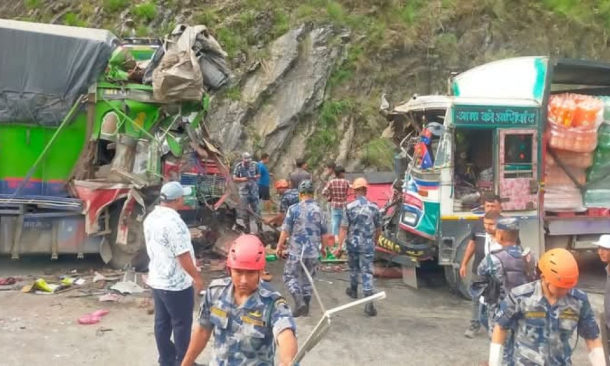 7 Injured After Two Trucks Collide on Narayanghat-Muglin Road