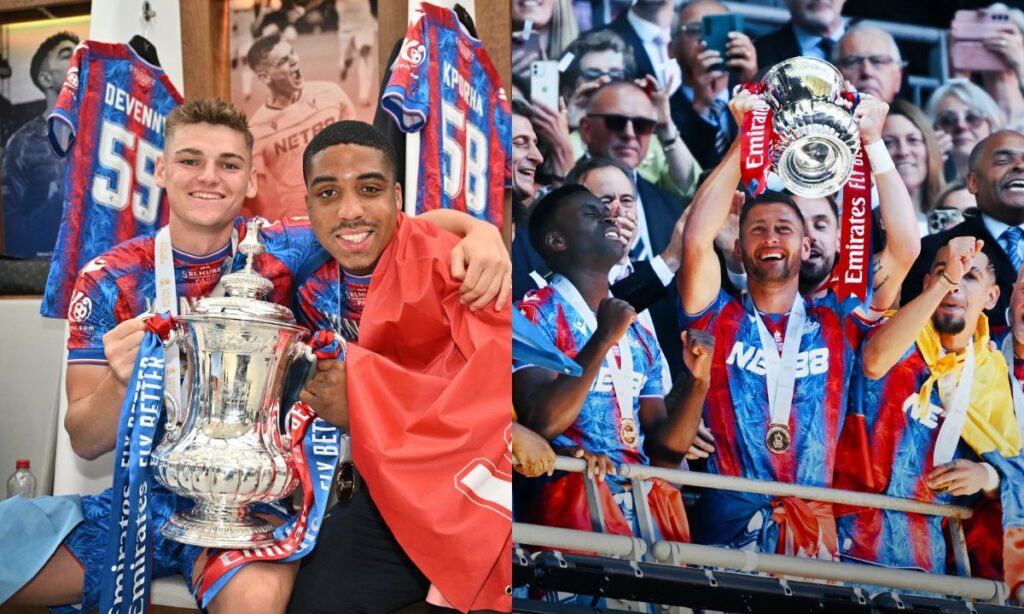 Crystal Palace players celebrate FA Cup victory
