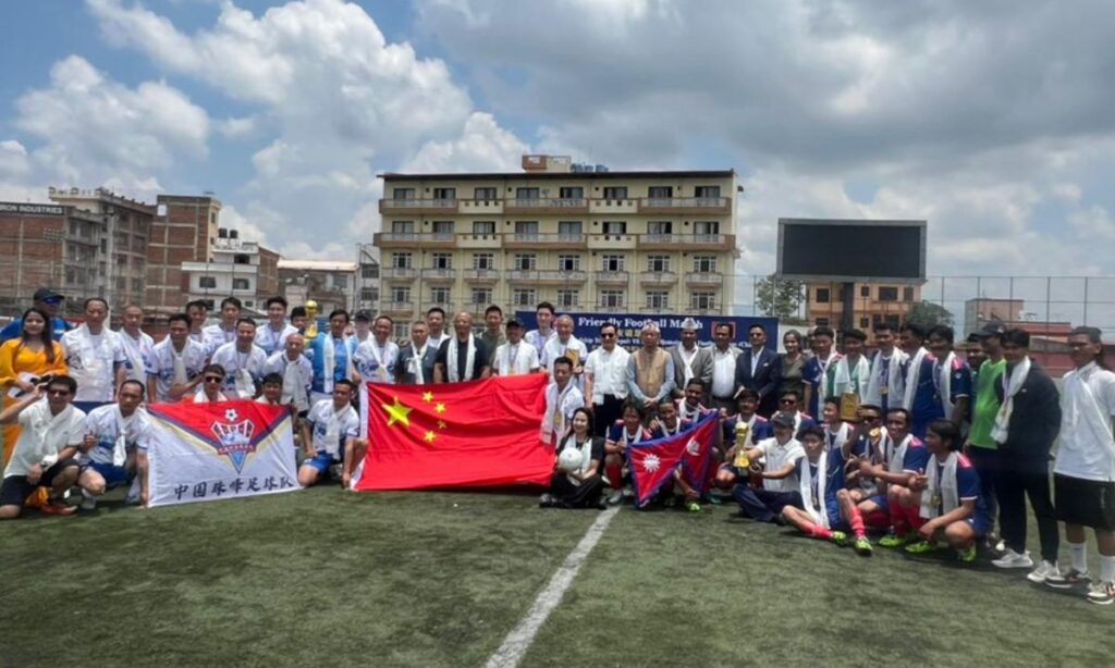 Everest climbers Nepal and China Play Friendly Football Match