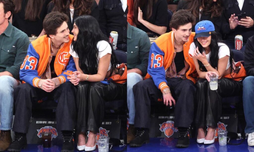 Kylie Jenner and Timothée Chalamet Light Up Courtside in Matching Orange Bombers and PDA at Knicks Game