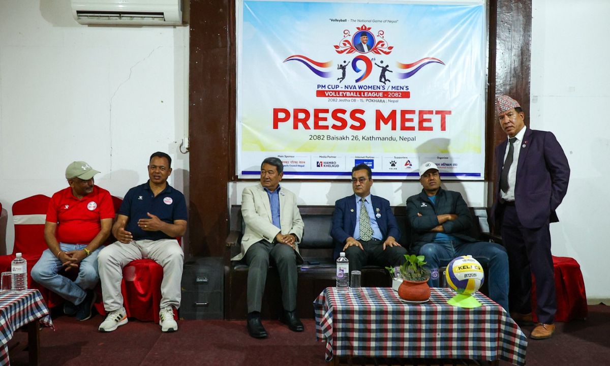 PM Cup NVA League 2025 press conference announcing volleyball event in Pokhara