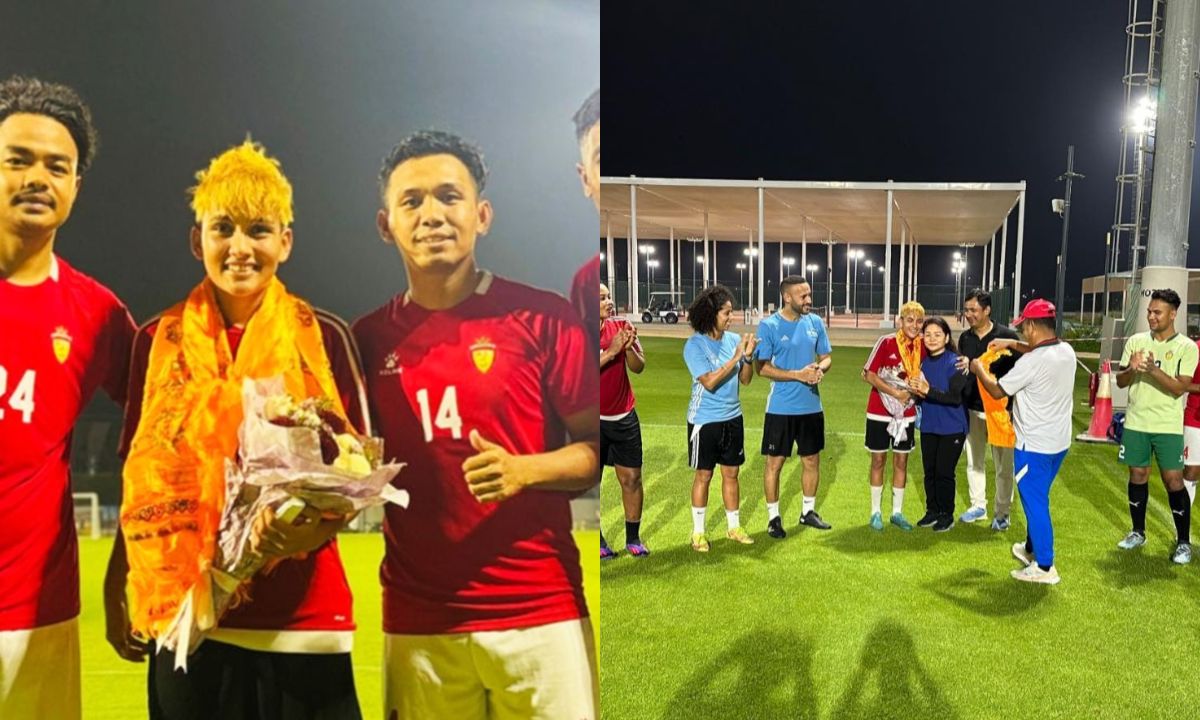 Rekha Poudel receiving honor in Abu Dhabi