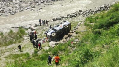 Bus Kathmandu Crashes in Melamchi