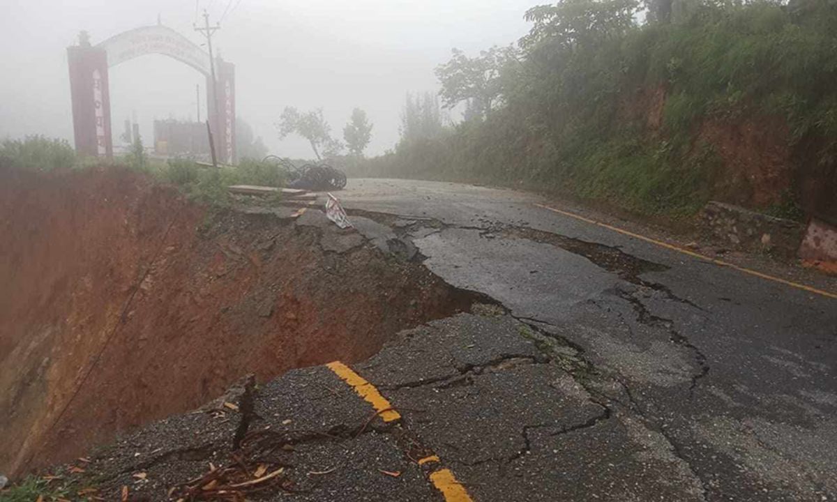 Heavy Rain Triggers Road Collapse in Gorkha, Cutting Off Transport