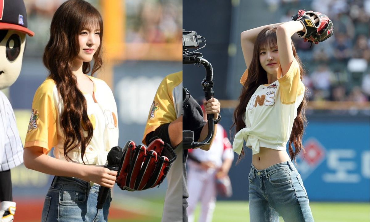 IVE’s Liz Charms Fans with First Pitch for LG Twins at Jamsil Stadium