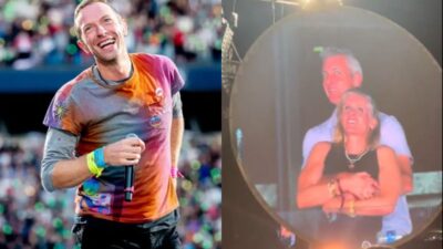 Chris Martin laughs on stage during Coldplay’s Boston concert as kiss cam moment goes viral.