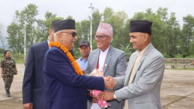 Prime Minister Arrives in Surkhet to Inaugurate Humla’s Belibridge, Delayed Due to Bad Weather