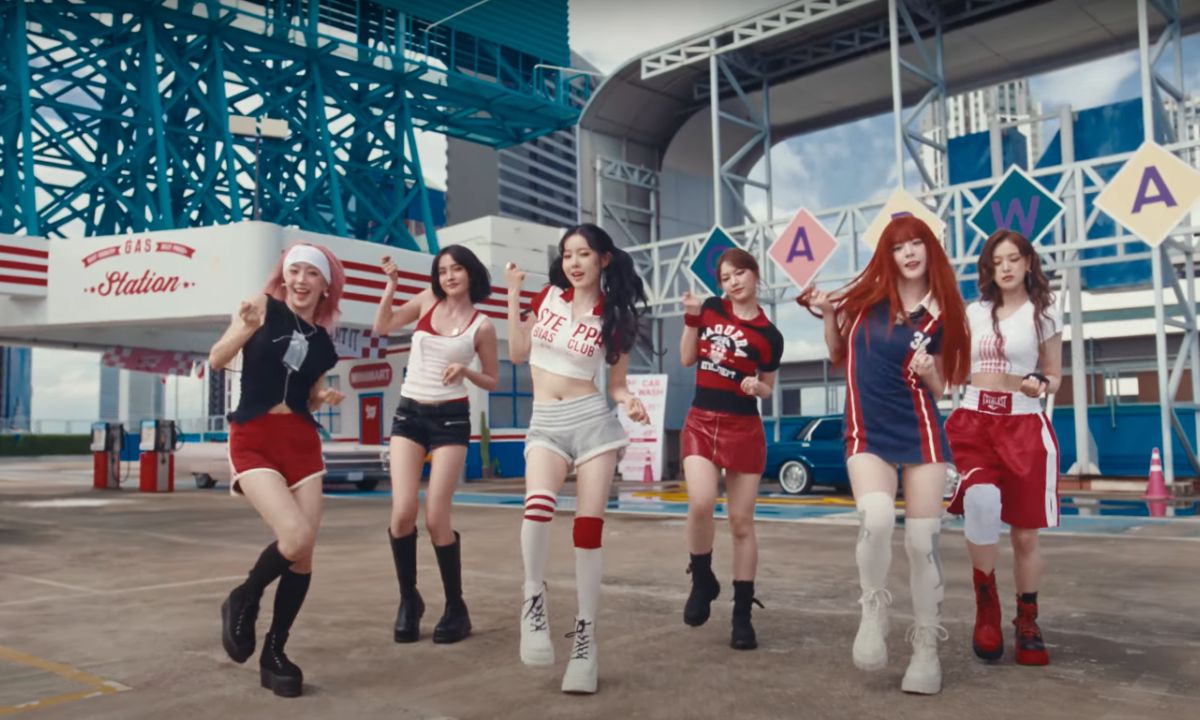 STAYC members in colorful outfits from the I WANT IT music video teaser