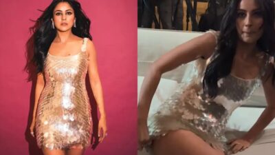 Shehnaaz Gill in golden mini-dress at Honey Singh’s luxury watch launch event