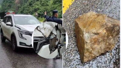 Stones fell on Indian car What is the condition of the injured